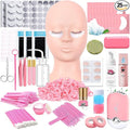 QUKLOGEN Lash Extension Kit Eyelash Practice for Beginners Professional Set with Mannequin Head Removable Eyelids USB Fan Spraye Individual False Lash Eyelash Strips Shampoo Brush Supplies