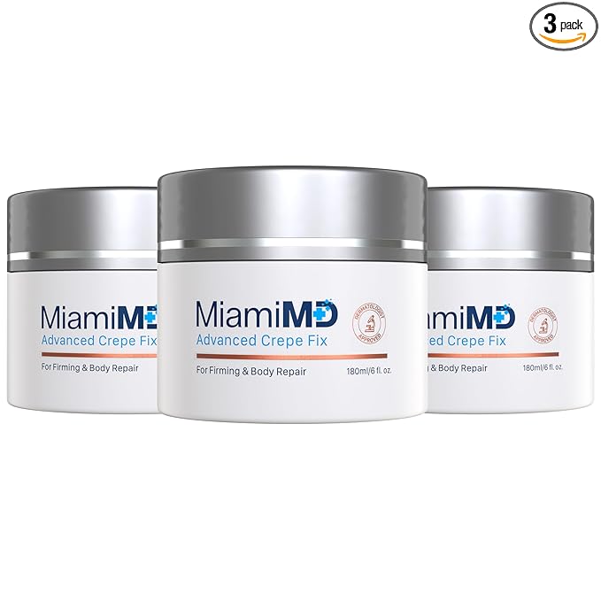 MiamiMD Advanced Crepe Fix - Anti Aging and Skin Firming Cream For All Skin Types - Cruelty Free, Paraben Free Skin Care - 180 ml (6 fl oz) - 3 PACK