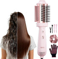 4-in-1 Blow Dryer Brush & Hair Straightener - NOVUS Ionic Hot Air Styler with Titanium Barrel, Volumizer for Frizz-Free Smoothing, Blowout Tool for All Hair Types (Pink)