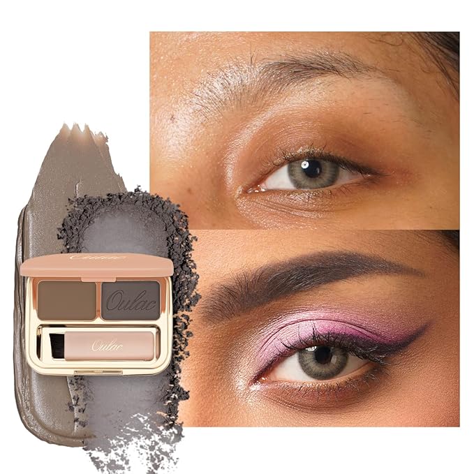 Oulac Waterproof Eyebrow Powder Kit with Brow Brush 2 in1 Long Lasting Instant Eyebrow Pomade & Powder Natural Makeup for Sparse Brows 3.2 g/0.11 oz, Taupe