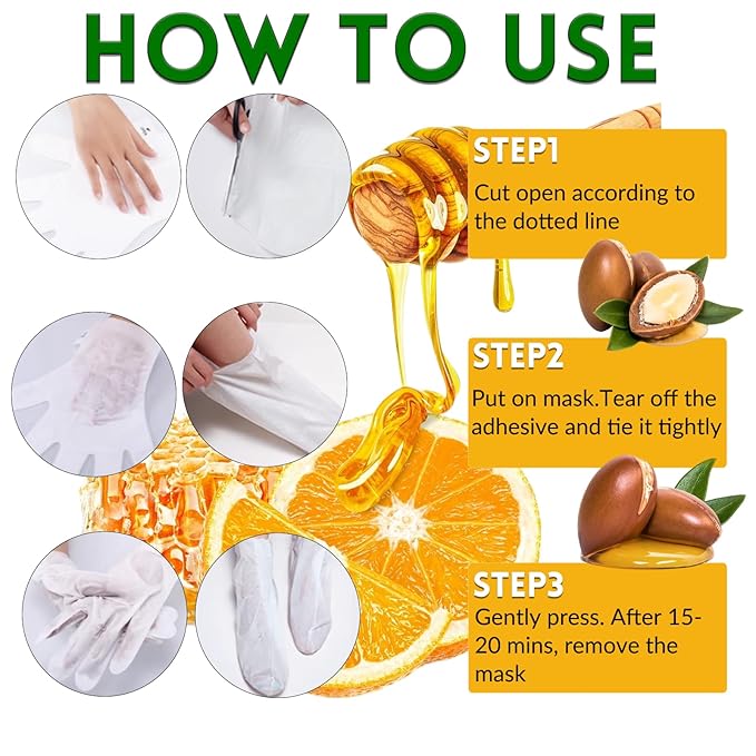 Elitzia Foot Mask Hand Mask Hydrating 10 Packs Honey Almond Extract Gloves Socks Masks Intensive Moisturizing Repairing Masks Spa Skin Care Women for Dry Cracked Hands Feet Self Care ETHHM