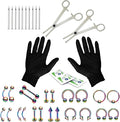BodyJ4You 36PC PRO Body Piercing Kit - Nose Septum Ear Cartilage Lip Belly Navel Tragus Eyebrow - Surgical Steel 14G 16G BCR CBR Ring Barbell Spike - Tools Needles Gloves Clamps