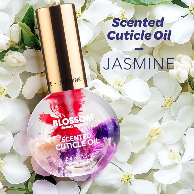 Blossom Cuticle Oil for Nails, Hydrating, Moisturizing, Scented Nail Oil Cuticle Care, Infused with Real Flowers, Made in USA, 0.75oz, 3 pack, Mini Gift Set, Lavender/Jasmine/Rose