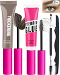 Waterproof Tinted Brow Gel-Blonde Thickening Tint Eyebrow Mascara Gel & Clear Setting Brow Glue,Brow Filler Dye Brows Cream,Long Lasting Eye Makeup for Women,Light Medium Dark Brown-Set 02