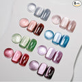MIZHSE 8 Colors Cat Eye Gel Nail Polish, Glitter Magnetic Gel Polish Set with Magnet Stick, Holographic Shimmer Silver Brown Green Purple Colors Nail Gel Soak Off Nail Art Salon DIY Gift