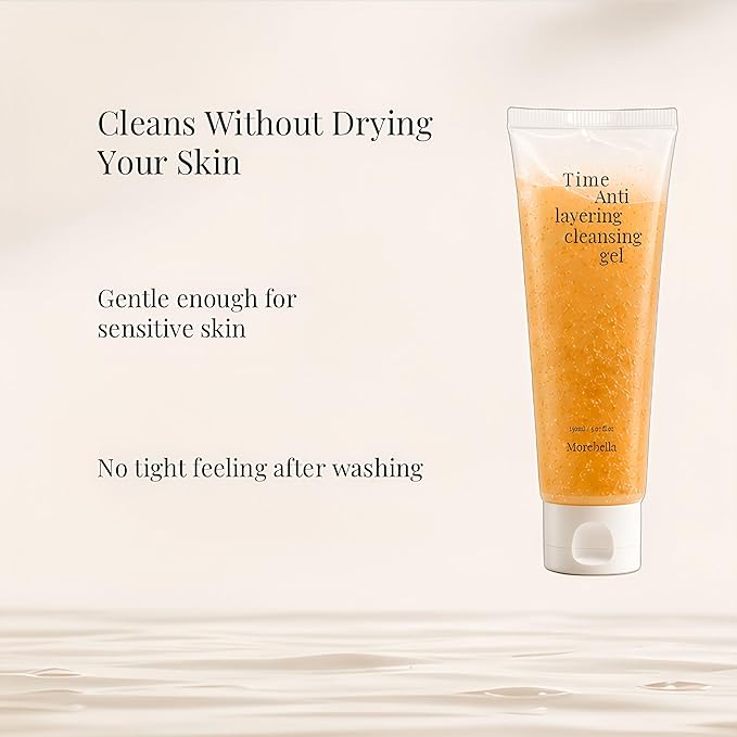 Gentle Cleanser for Sensitive Skin – Low pH Hydrating Korean Face Wash, Non-Stripping Deep Clean Pore Care, Morebella Time Anti-Layering Cleansing Gel