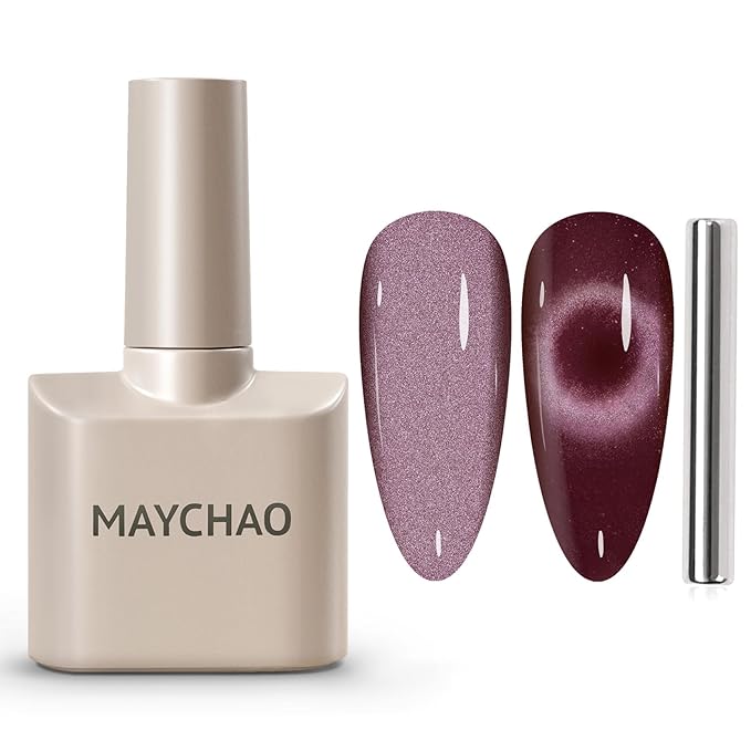 MAYCHAO 15ML Cat Eye Gel Nail Polish 1Pc Grape Gel Polish with Magnet Soak off Holographic Magnetic Nail Polish for Nail Art Manicure Salon DIY at Home, 0.5 OZ