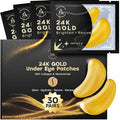 AURAE 24K Gold Under Eye Patches (30 Pairs) - For Dark Circles & Puffiness - Hydrating Eye Mask for a Revitalized Look