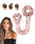 BONNET QUEEN Satin Heatless Hair Curler, Overnight Curls for Long Hair, Ultra Soft Daily Use of Hair Accessories & 2 Scrunchies, Damage-Free Styling, Soft Hair Curlers for Overnight, Rose Gold
