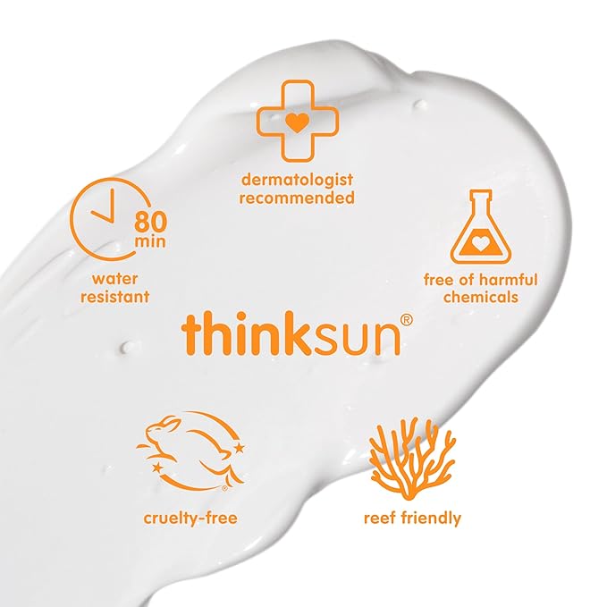Thinkbaby Baby Sunscreen for Sensitive Skin, 3 Fl Oz, SPF 50 Clear Zinc Oxide Baby Mineral Sunscreen, Broad Spectrum UVA/UVB Protection, Natural, Water Resistant, Reef Safe, Vegan