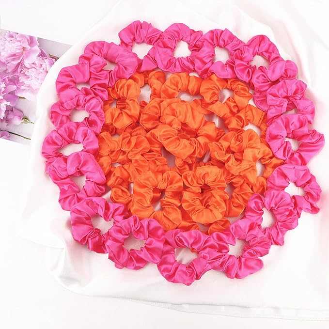 Silk Satin Scrunchies for Women Girls 36 PCS Hair Scrunchies Silk Satin Hair Ties for Thick Hair Bulk Hair Ties Hair Accessories
