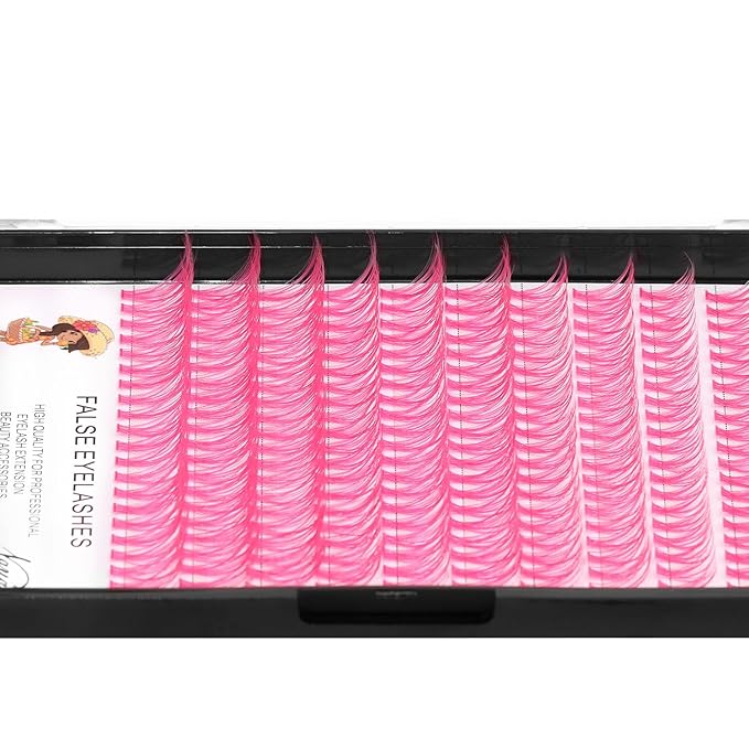 →VAYATOR False Eyelashes 3Styles D Curl 10-18mm 200Pcs To Choose Lashes Extensions Cluster Individual Lash Extensions Reusable False Eyelashes Easy Grafting （Pink-D Curl-12-18mm mixed）