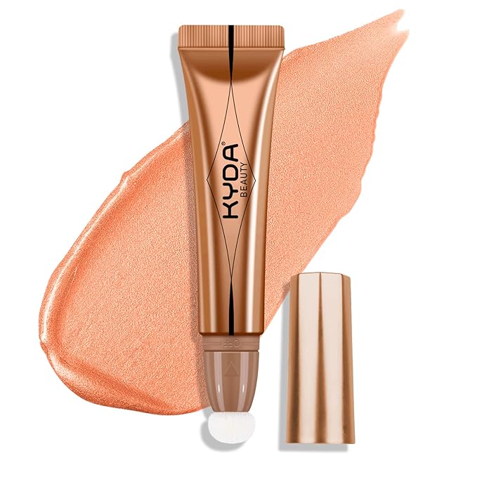 KYDA Blush Beauty Wand, Shimmer Blush with Cushion Applicator, Natural Pearl Finish, Silky Smooth Creamy, Lasting Glowing Blusher-Sunset Glow