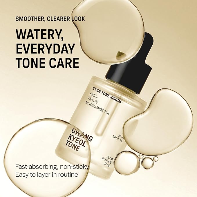 Even Tone Serum, Rice Water, Niacinamide, Tranexamic acid, Serum, Tone Clarifying, Glow Boosting Formular, Korean Skincare 1.01 fl oz (30ml)