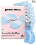 grace & stella Award Winning Under Eye Mask Reduce Dark Circles, Puffy Eyes, Undereye Bags, Wrinkles, Gel Under Eye Patches, Small Gifts for Women, Gifts Under 10 Dollars, Vegan (6 Pairs, Blue)