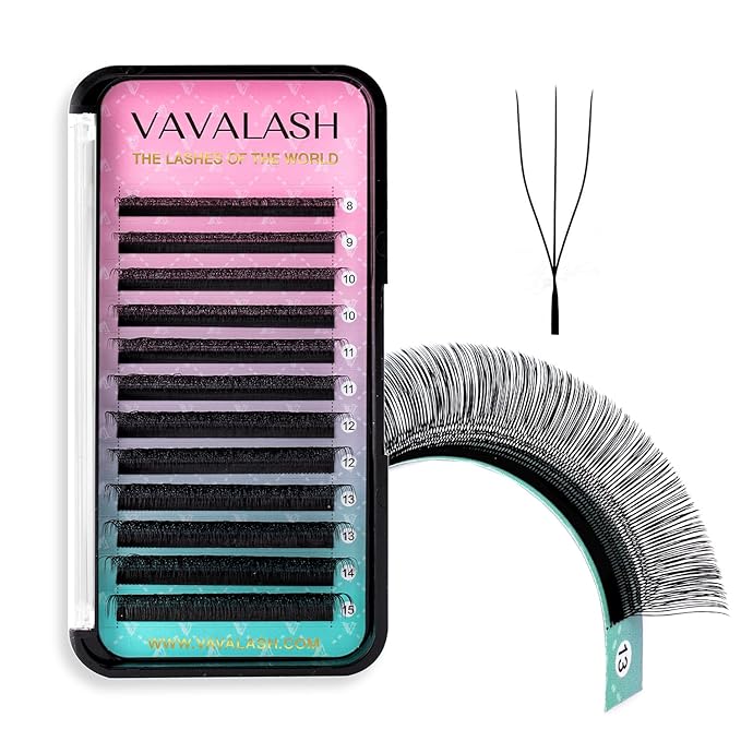 VAVALASH U 3D Lash Extensions C Curl 0.07mm 8-15mm Mix Tray 3D UU Lash Fans Eyelash Extension U Shaped Natural Wispy Volume Lashes Extension Soft Matte Black Lashes (U-3D-0.07-C-8-15mm)