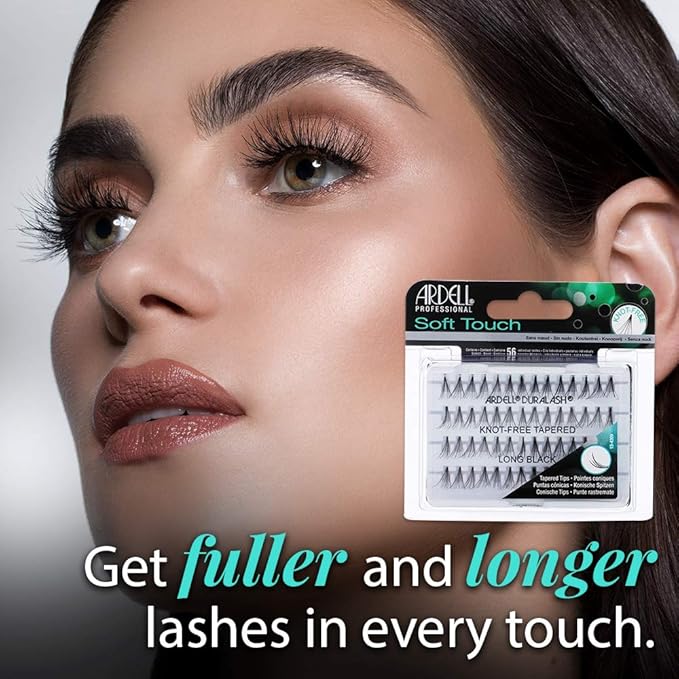 Ardell Individual Lashes Soft Touch - Long Black, Knot-Free False Eyelashes, Natural Look DIY Eyelash Extensions, 56 Lash Clusters Per Pack