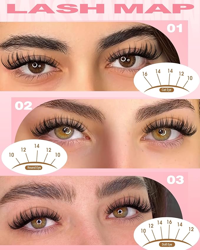 Spider Lashes Kit Natural Lash Clusters Kit Wispy Clusters Eyelash Extensions Fluffy Eyelash Clusters Kit Spikes Individual Lashes C-Curl Lashes Clusters Fairy Lash Extension Kit with Brush 8-16MM