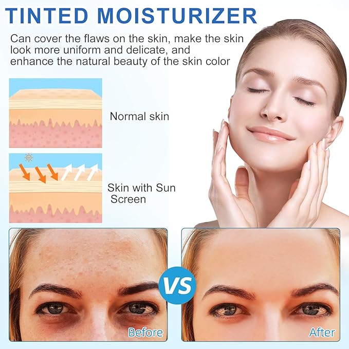 Tinted Sunscreen For Face,Against UVA and UVB Rays, No White Cast,Hydrating Sun Essence Face Sunscreen, 50ml