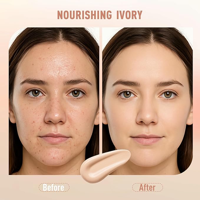 FV 2 Pack Dewy Liquid Foundation Makeup, Waterproof & Lightweight, Natural Finish with Medium Coverage, Hydrating Foundation for Dry and Normal Skin (Nourishing Ivory)