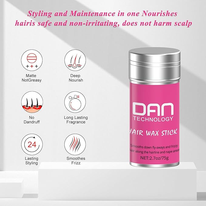 DAN hair wax stick, Wax Stick for Hair, Hair-Styling Waxes, Non-greasy Styling Hair Pomade Stick, Nourishing Accessories - Slick Stick for Women & Kids,(2.7 oz)