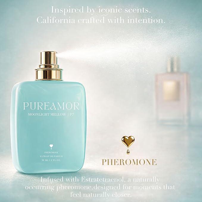 PUREAMOR Pheromone Perfume for Women, Moonlight Mellow Extrait de Parfum - Long Lasting Sweet Floral Gourmand Scent, 30% High Concentration, Full Size Fragrance Spray, 1.0 oz / 30 ml