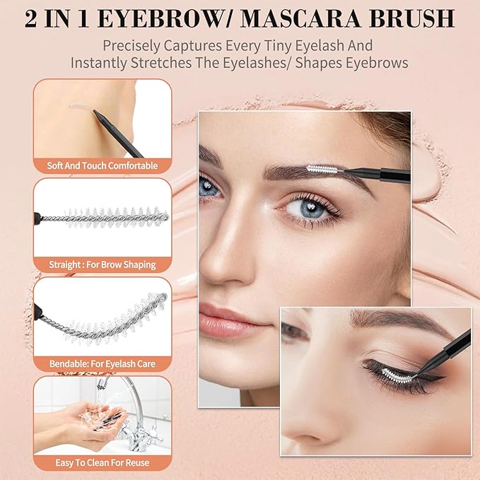 MAPVOLUT 120PCs Micro Eyebrow Brush with Cap - Eyebrow Tinting, Lash Filler, Brow Lifting Brush - Professional Makeup Kit for Eyebrow Lamination, Beauty Salon & Home Beauty Care