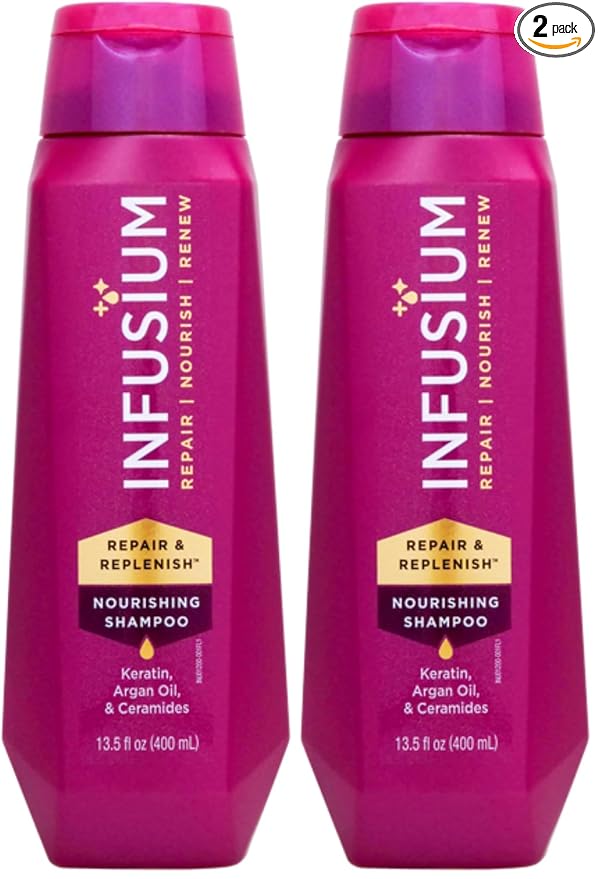 Infusium Moisturize and Replenish Shampoo - Infused with Avocado and Olive Oil - Hair Care for Dry Hair - Moisturizing Shampoo for Women - 13.5 oz (Pack of 2)
