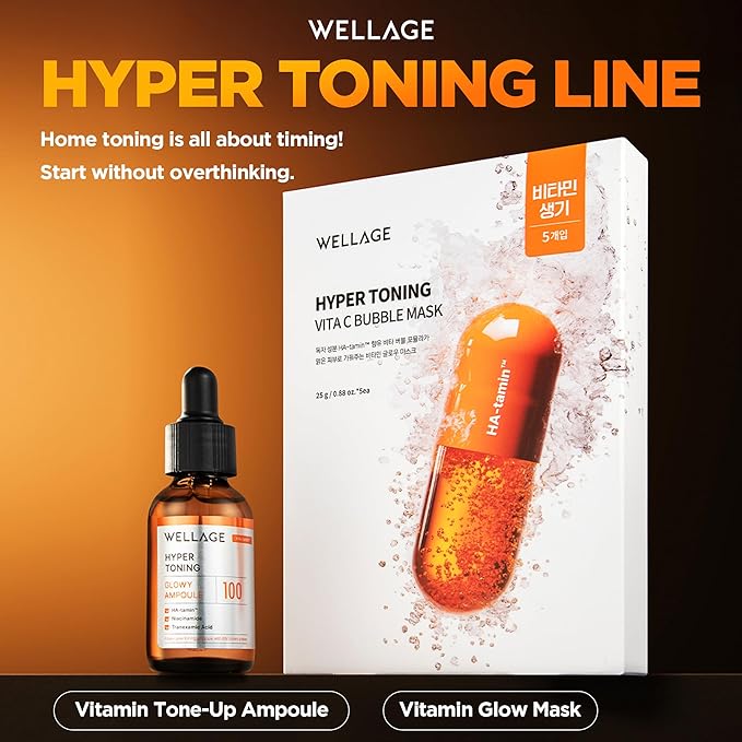 WELLAGE Hyper Toning Glowy Ampoule for face, korean skin care, glutathoine, vitamin c, spot correcting, blemishes skin, acne scars, tone up skin, 1.01 fl.oz
