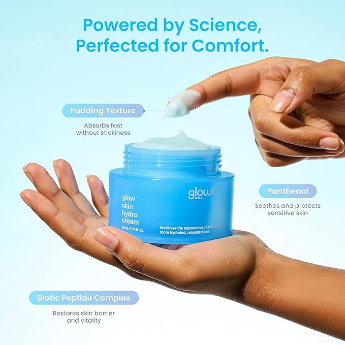 Glow Skin Hydro Cream – 72-Hour Deep Moisture & Barrier Support for Glowing, Supple Skin | Panthenol & Biopeptides | Non-Sticky Pudding Texture | 80 ml / 2.70 fl. oz.