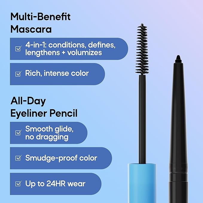 Almay Multi-Benefit Mascara and Eyeliner Duo Value Pack (Packaging May Vary), Black Brown