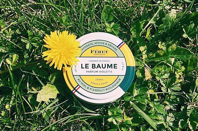 Feret Parfumeur Le Baume Multi-Purpose Balm – Violette – Deeply Hydrating Moisturizer for Dry Cracked Skin, Lips & Cuticles - Natural Lip Balm with Shea Butter & Honey -Made in France - 50ml/1.7 Ounce