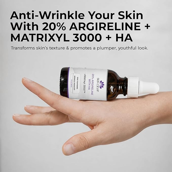 SKIN DEVA 20% Argireline Serum with Matrixyl 3000 Pure Hyaluronic Acid Serum For Face Deep Wrinkle Reducer Anti Aging Tones Skin and Stimulates Collagen Peptides Serum For Face - Pack of 2
