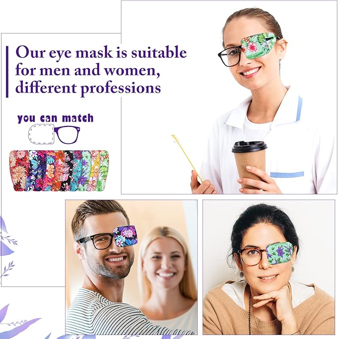 Sosation 10 Pcs Eye Patches for Adult Left Right Eye, Eyepatch for Glasses, Mixed Styles