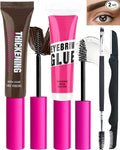 Brow Gel Kit-Espresso Thickening Tinted Eyebrow Mascara Gel & Clear Setting Brow Glue, Brow Filler Dye Brows Cream, Long Lasting Eye Makeup for Women, Light Medium Dark Brown With Brow Tool-Set 07