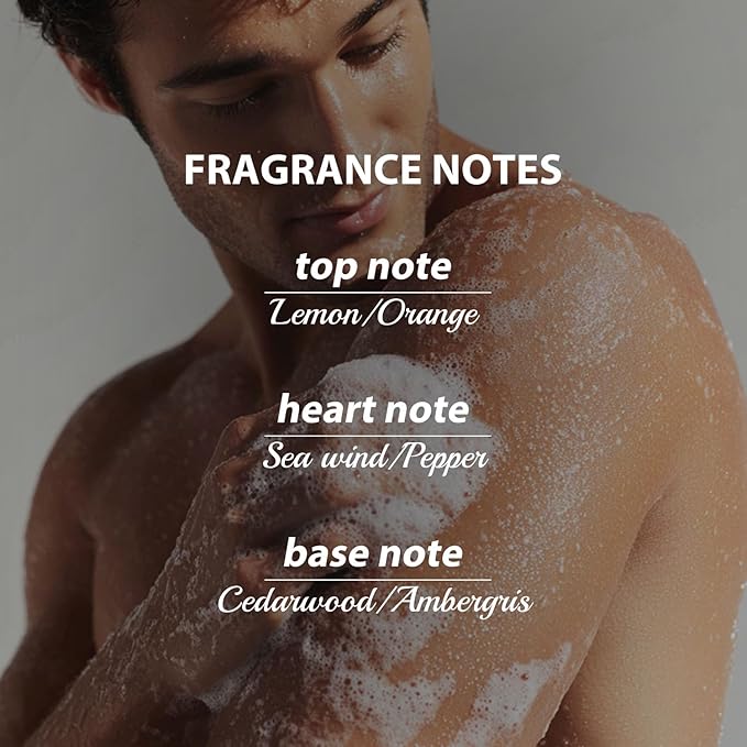 Bee & Flower Mens Body Wash Hyaluronic Acid Blue Clay Clarifying Bath Soap for Men Deep Cleansing Lightly Moisturizing Shampoo and Body Wash - 16.8 Fl Oz