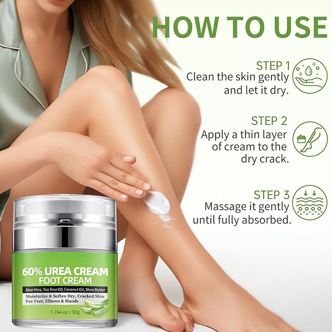 Grospe Urea Cream 60% For Feet Maximum Strength, 60% Urea Cream with 2% Salicylic Acid for Feet & Hands Moisturizer for Rough, Dry, Thick & Cracked Skin, Callus Remover, Deep Hydration 1.76 oz