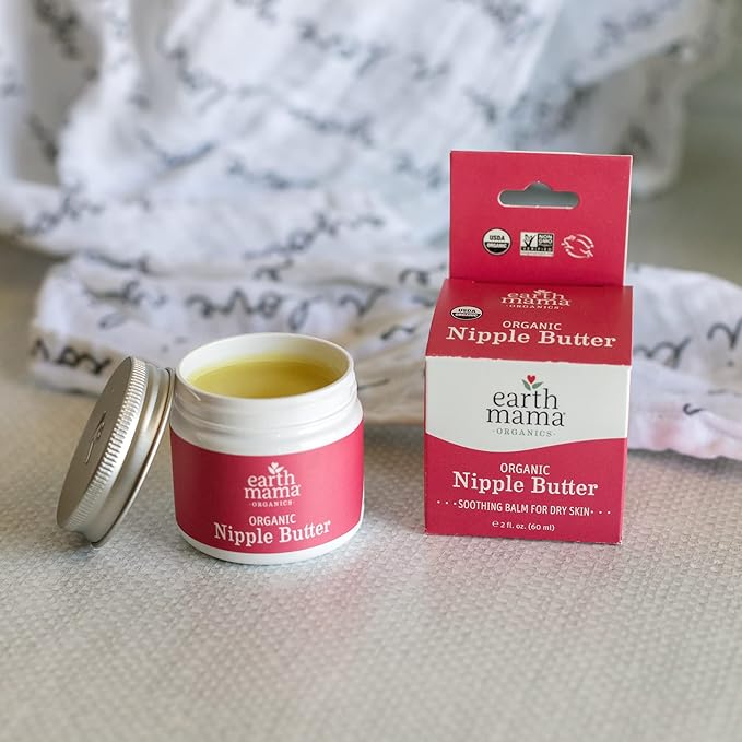 Earth Mama Organic Nipple Butter - 2 fl oz - Lanolin-Free Nipple Cream - Safe, Soothing Balm for Breastfeeding - Postpartum Essentials for Nursing