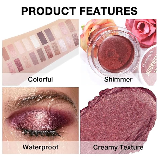 FeiCuiYun Cream Glitter Orchid Shimmer Metallic Eyeshadow Palette Makeup, Natural Single Mini Instant Holographic Eyeshadow For Women, Sombras Crema Para Ojos, Talc, Paraben & Cruelty Free, 26