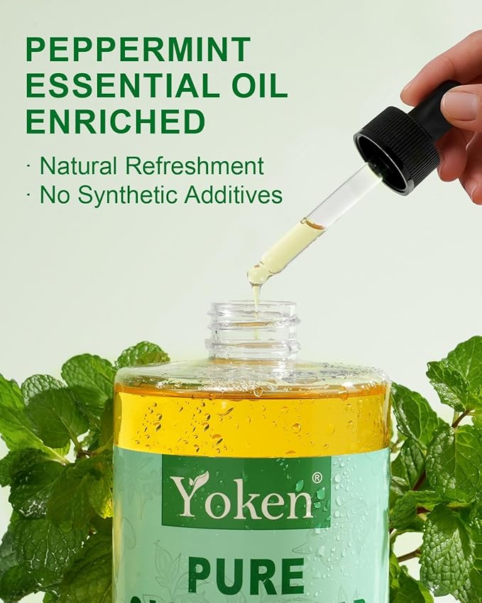 Yoken Peppermint Castile Soap Liquid (EWG Verified, 2pack 32 OZ) Made with Certified Organic Oils, Gentle Peppermint Soap for Body Wash, Face, Dishes, Laundry & More, Vegan Natural Versatile Cleanser