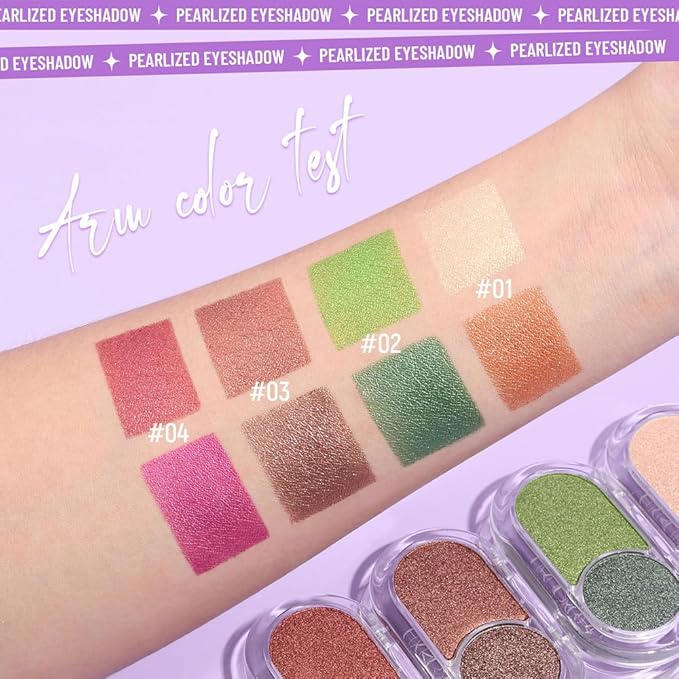 Mini Green Shimmer Eyeshadow Duo – Lime Glow & Forest Moss Metallic Eye Shadow Palette, High Pigment Long-Lasting Blendable Green Makeup for Brown Hazel Eyes, Wear, Party Glam, Stage & Night Out Looks
