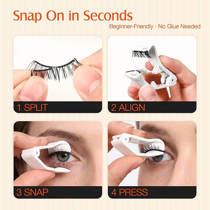 LASHVIEW Upgrade Magnetic Eyelashes with Applicator, No Glue Needed Natural Wispy Magnetic Lashes, Reusable Soft Magnetic False Eyelashes, Cat Eye Look Easy to Wear & Remove (YT26)