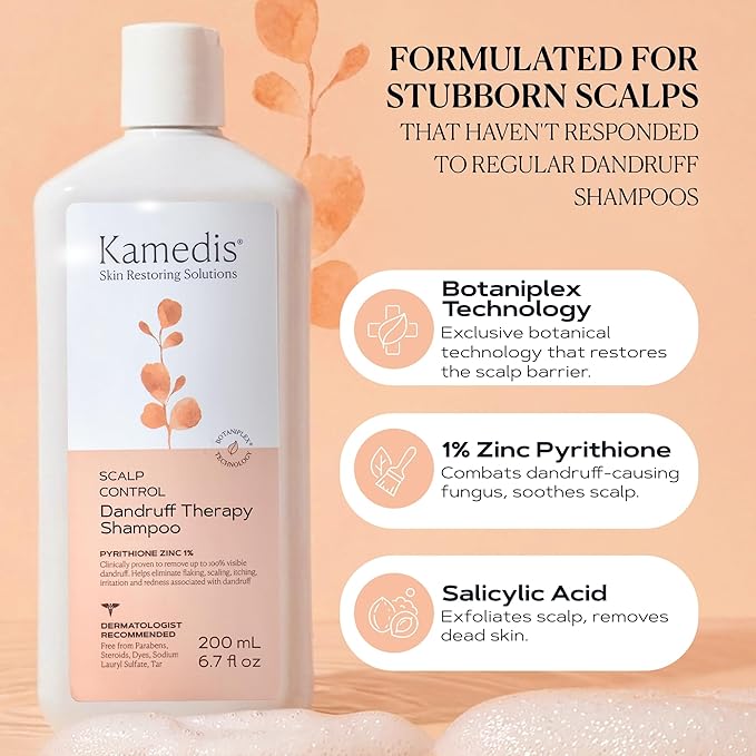 KAMEDIS Scalp Savior – Itchy Dry Scalp Treatment & Seborrheic Dermatitis Relief. Anti Dandruff Shampoo Clinically Formulated With Zinc Pyrithione & Salicylic Acid. Gentle SLS Free Formula. 16.9 Fl Oz