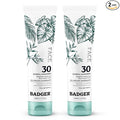 Badger Zinc Oxide Face Sunscreen SPF 30, Lightweight Mineral Sunscreen for Face, Matte Finish, No White Cast, Vegan, Water Resistant, Unscented, Mineral Sunblock Facial Lotion, 1.7 fl oz, 2-Pack