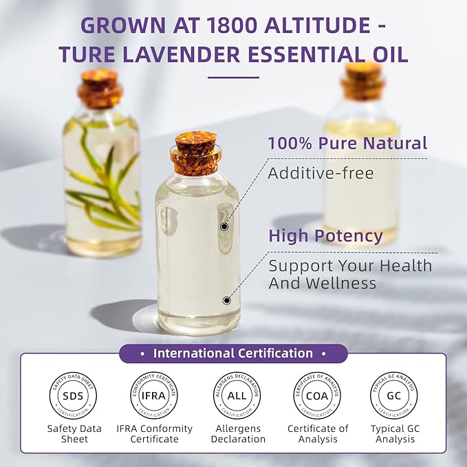 HIQILI Lavender Essential Oil Large Capacity, 100% Natural for Aromatherapy, DIY Candle & Soap Making, Skin Moisturizing. Suitable for Hotels, DIY Studios, Spas and Hair Salons - 500ml/16 fl oz