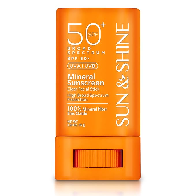 SUN&SHINE Sun & shine clear Mineral STICK sunscreen SPF 50+ Sunscreen Face Stick | Vegan, Reef safe |sensetive skin Broad Spectrum Natural Sunscreen Fragrance free, Dermatological tested