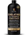 INFINA ESSENTIALS Hard Water Shampoo and Conditioner 2-in-1 | Chelating Cleanser for Mineral Buildup Removal | Sulfate-Free, Color Safe | Chelactik-3 Complex, Rosemary Oil & Vitamin E | 16 fl oz
