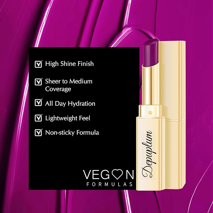 Depuplum Purple Lipstick for Women Moisture Lip Gloss Tinted Lip Balm Sheer Lipsticks for Mother's Day Nourishing Hydrate Glossy Lipstick for Dry Lips,DM90 Purple