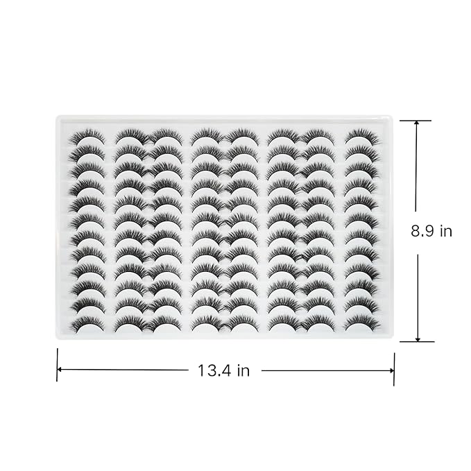 Azenlo False Eyelashes 48 Pairs Faux Mink Lashes 14mm Wispy Lashes 3D Fluffy Cat Eye Lashes Pack Bulk Wholesale Strip Lashes(style 48-019)