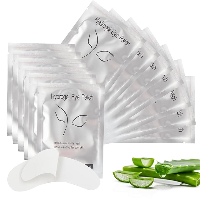 100 Pairs Eye Gel Pads, Lint Free Under Eye Patches for Eyelash Extensions, Premium Eye Mask Beauty Tool Kit